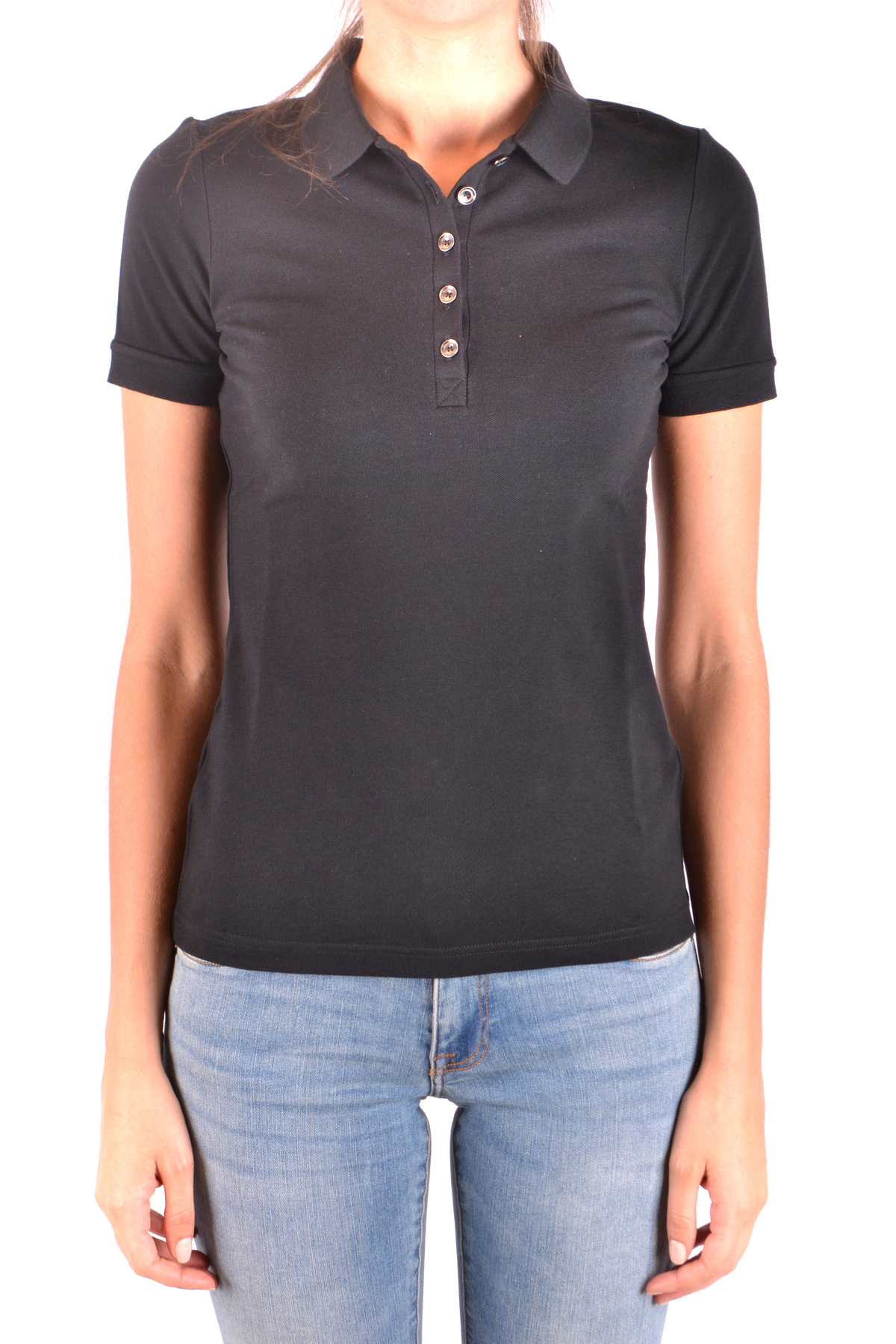 women's black cotton polo shirt