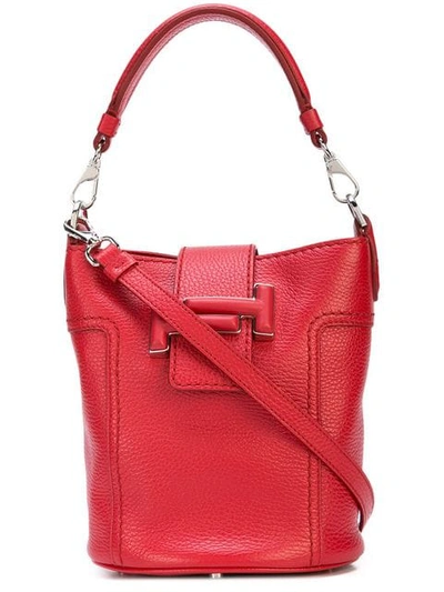 Tod's Double T Bucket Bag In Red