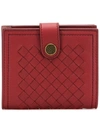 BOTTEGA VENETA BOTTEGA VENETA MINI FRENCH WALLET IN INTRECCIATO - 红色