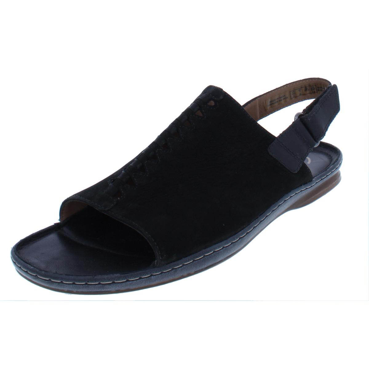 clarks ladies flat black sandals
