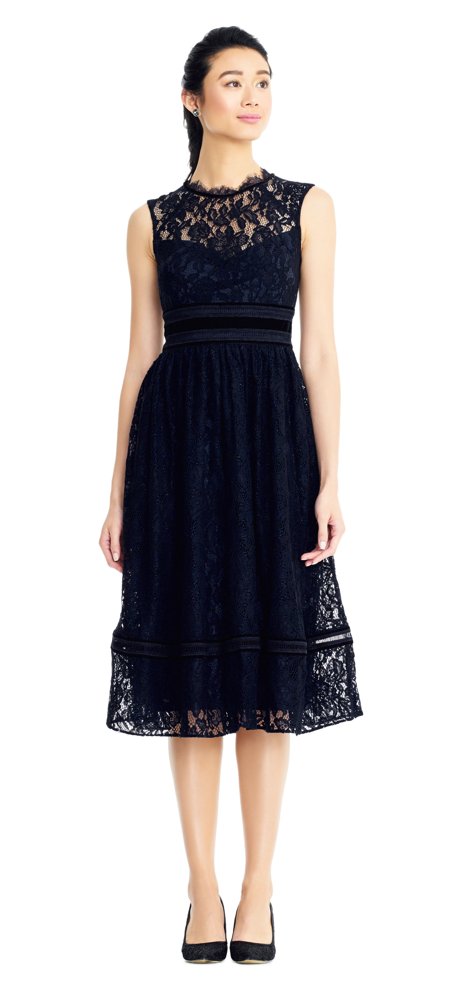 adrianna papell black lace dress