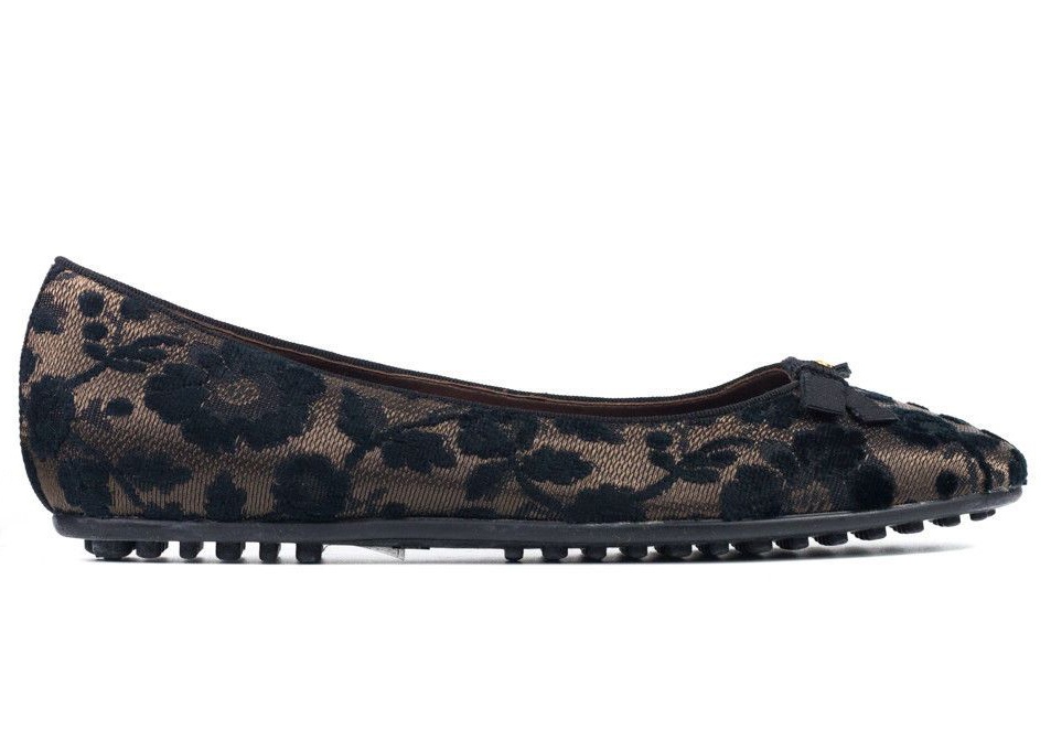 black floral flats