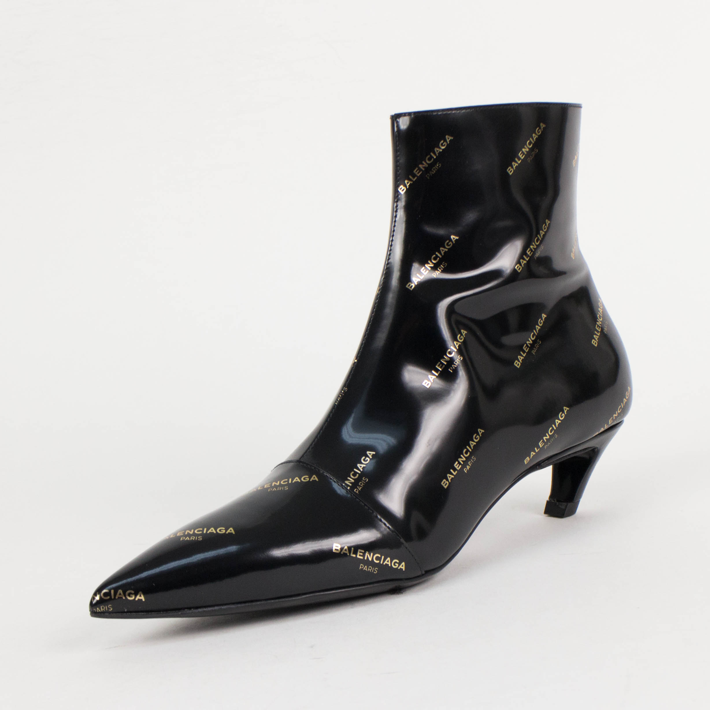 patent leather kitten heel boots