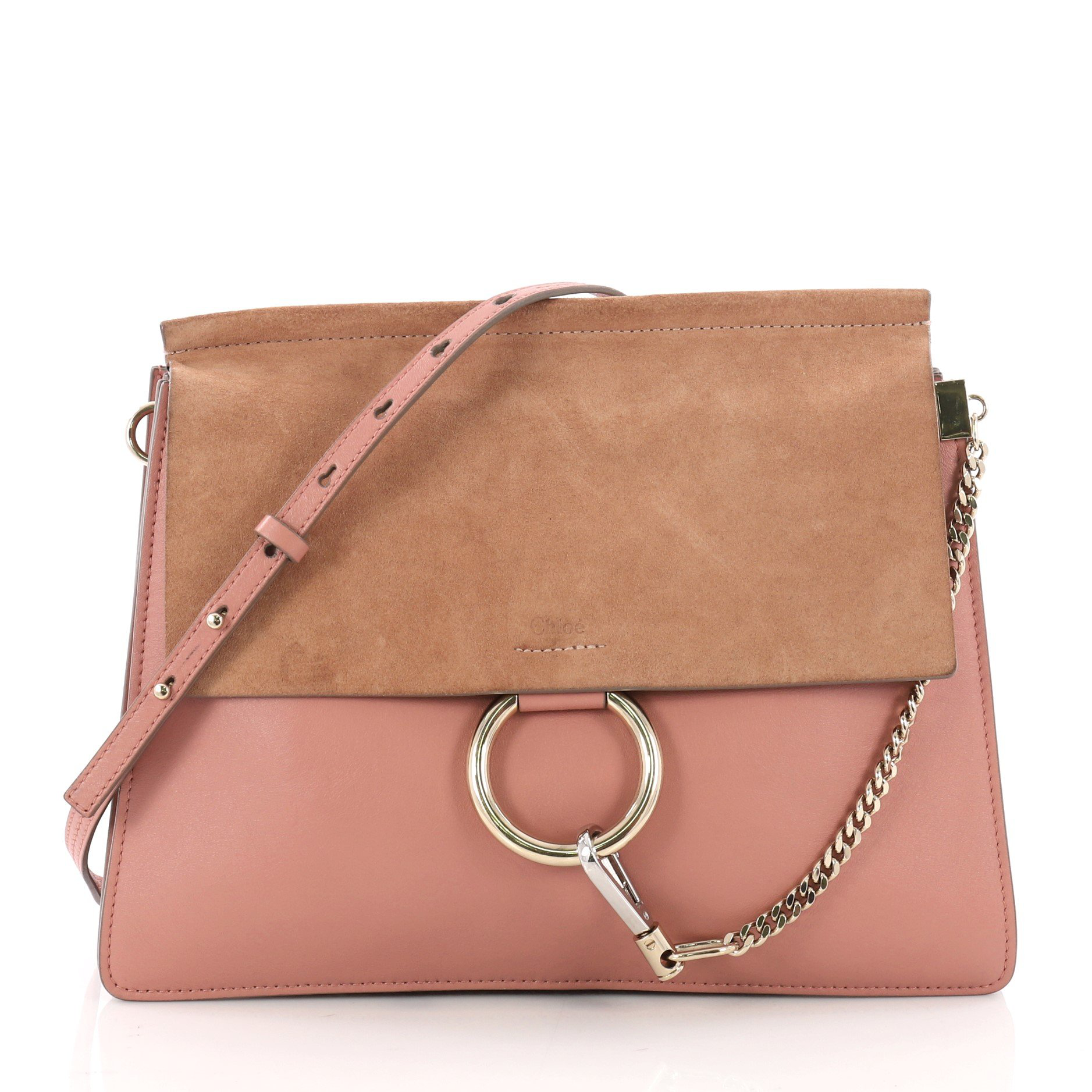 chloe faye medium leather & suede shoulder bag