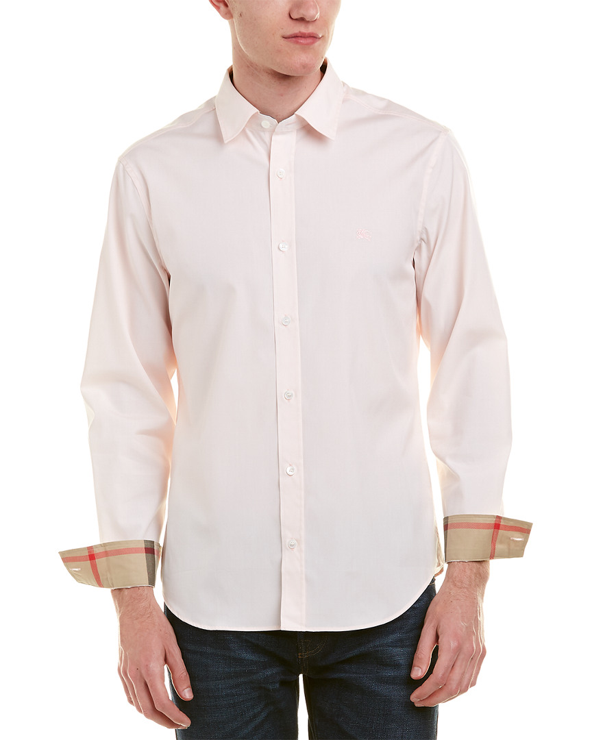 check detail stretch cotton poplin shirt