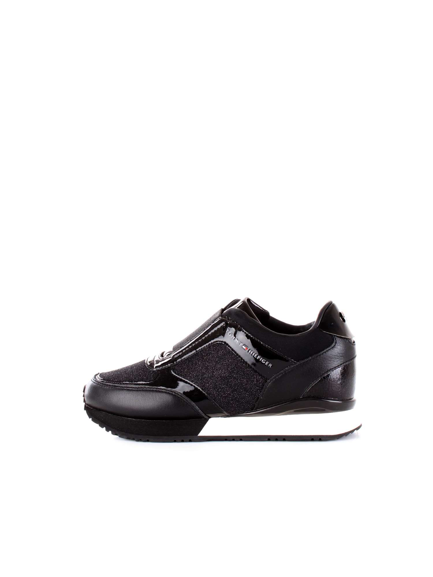 tommy hilfiger leather sneaker black