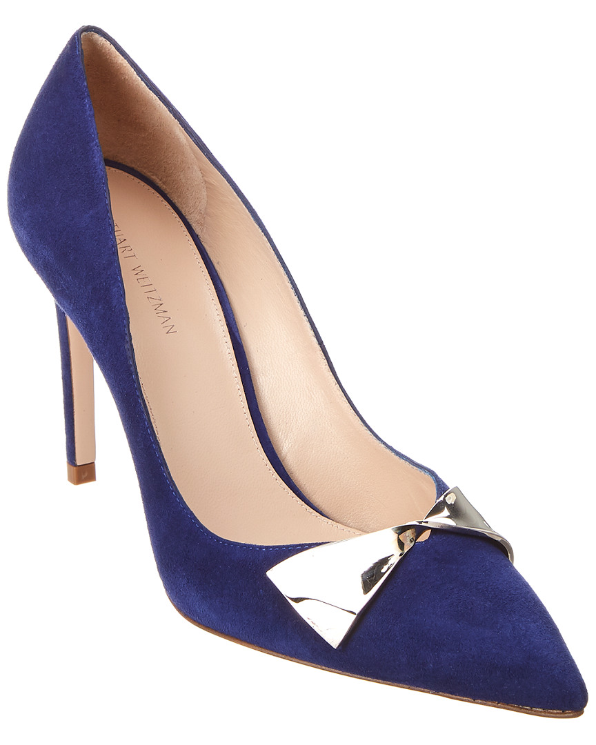 stuart weitzman blue suede pumps