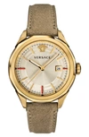 VERSACE GLAZE LEATHER STRAP WATCH, 43MM,VERA00318