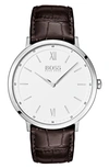 HUGO BOSS ESSENTIAL ULTRA SLIM LEATHER STRAP WATCH, 40MM,1513646