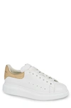 Alexander Mcqueen Gold Foil Embellished Chunky Leather Sneakers In White Gold