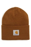 Carhartt Logo-patch Knit Beanie In Hamilton Brown