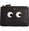 ANYA HINDMARCH EYES LEATHER ZIP POUCH - BLACK,913089