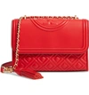 TORY BURCH SMALL FLEMING LEATHER CONVERTIBLE SHOULDER BAG - RED,43834
