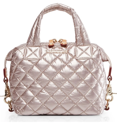 Mz Wallace Micro Sutton Satchel - Pink In Rose Gold Metallic/gold