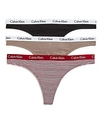 CALVIN KLEIN Carousel Thongs, Set of 3,QD3587