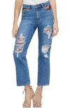 VINCE CAMUTO TAPESTRY PATCHWORK CROP STRAIGHT LEG JEANS,9068304