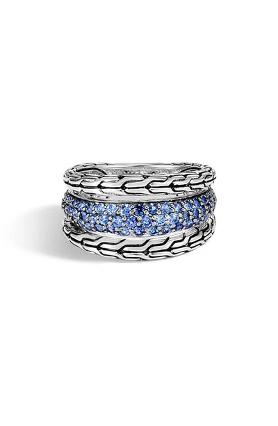 John Hardy Sterling Silver Classic Chain Blue Sapphire Ring In Blue/silver