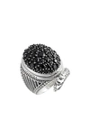 KONSTANTINO CIRCE BLACK SPINEL SNAKE RING,DKJ857-292 S7