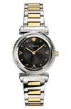 Versace Collection V-motif Vintage Logo Watch, 35mm In Silver/ Black/ Gold