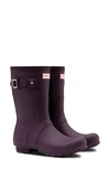 Hunter Original Short Back Adjustable Waterproof Rain Boot In Black Grape