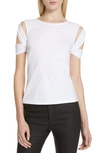 Helmut Lang Bondage Sleeve Cotton Tee In White
