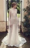 COSTARELLOS BRIDAL Beaded Tulle Plunging V-neck Gown,BR19 14