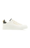 Dolce & Gabbana White Low Top Sneakers With Logo Lettering On The Tongue And Logo Detail On The Heel In Leather Woma In Black/white