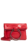 MUCHE ET MUCHETTE CLARE RING HANDLE FAUX LEATHER CROSSBODY BAG - RED,90101CD