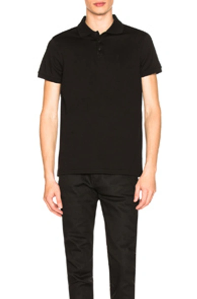Saint Laurent Embroidered-logo Polo Shirt In Noir
