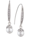 Marchesa Crystal & Imitation Pearl Drop Earrings In Rhodium