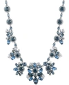 GIVENCHY HEMATITE-TONE BLUE CRYSTAL COLLAR NECKLACE, 16" + 3" EXTENDER