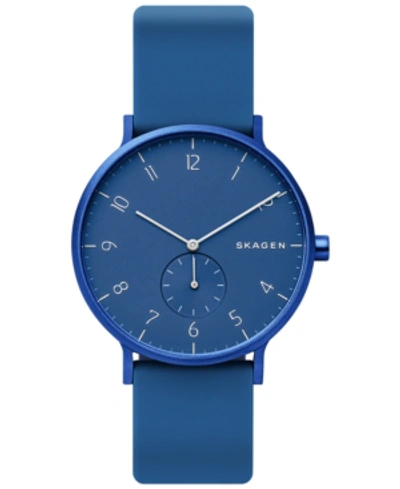 Skagen Aaren Kulor Aluminum Silicone Strap Watch 36mm In Blue