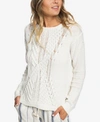 ROXY JUNIORS' CABLE-KNIT SWEATER