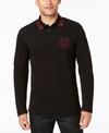 VERSACE MEN'S LONG-SLEEVE LOGO POLO