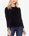 VINCE CAMUTO VELOUR RUCHED TIE-SLEEVE TOP