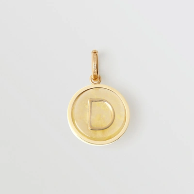 Burberry Marbled Resin ‘d' Alphabet Charm In Gold