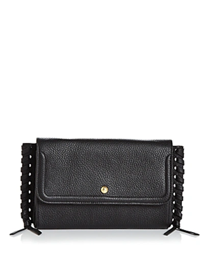 Annabel Ingall Emma Oversize Whipstitch Leather Clutch In Black/gold