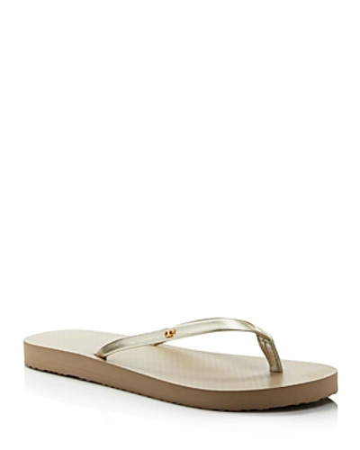 Tory Burch Women's Metallic Leather Thong Sandals In Spark Gold/ Light Taupe