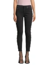 DRIFTWOOD JACKIE FAUX PEARL-EMBELLISHED ANKLE SKINNY JEANS,0400099540830