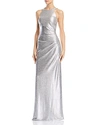 AVERY G EMBELLISHED METALLIC GOWN,AG380