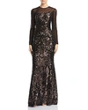 AVERY G SEQUINED ILLUSION GOWN,AG379