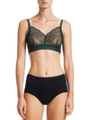 Spanx Spotlight Stretch-tulle And Lace Soft-cup Bralette In Malachite