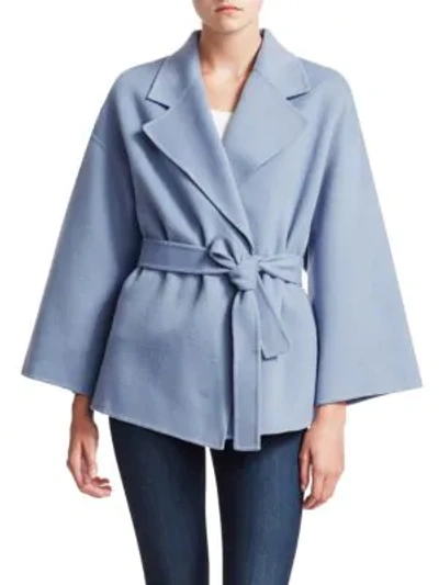 Theory Wool & Cashmere Belted Robe Jacket In Grape Mist