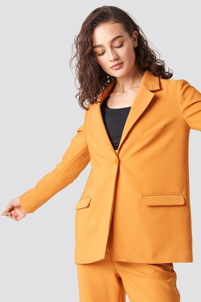 Astrid Olsen X Na-kd Single Button Blazer Orange In Burnt Orange