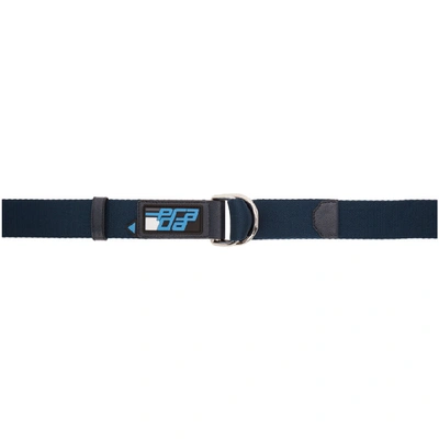 Prada Embossed Logo Detail Belt In Blu Scuro