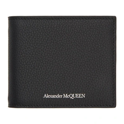 Alexander Mcqueen Foiled-logo Leather Bi-fold Wallet In Black