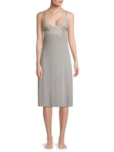 Natori Luxe Shangri-la Nightgown In Grey/cocoon