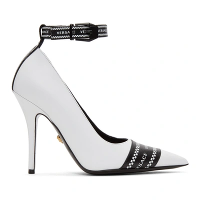 Versace 100 White Leather Pumps