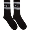 Versace Black Cotton Socks With Logo  Man In Black White