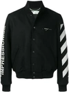 OFF-WHITE OFF-WHITE DIAGONAL STRIPE VARSITY JACKET - 黑色